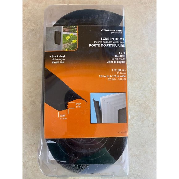 Prime Line B716  84 in. Vinyl Sliding Screen Door Bug Seal Black - Picture 1 of 3